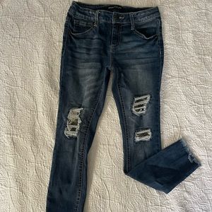 Girls Sequin Ripped Skinny Jeans